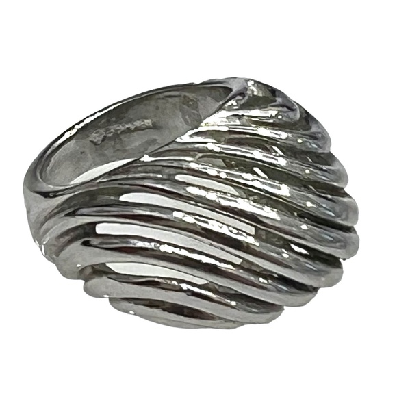 VINTAGE 18KHGE SILVER DOME RING SIZE 6 - Picture 2 of 14